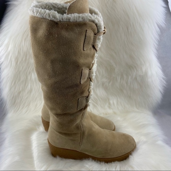 MICHAEL KORS PLATFORM LEATHER LACE UP KNEE-HIGH BOOTS SIZE 6 - Picture 1 of 12
